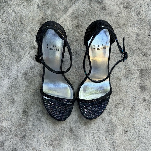 Stuart Weitzman Nudistong Glitter Heel, size 7.5 - Picture 2 of 15